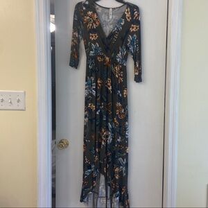 Army-green Floral Mayernity Dress